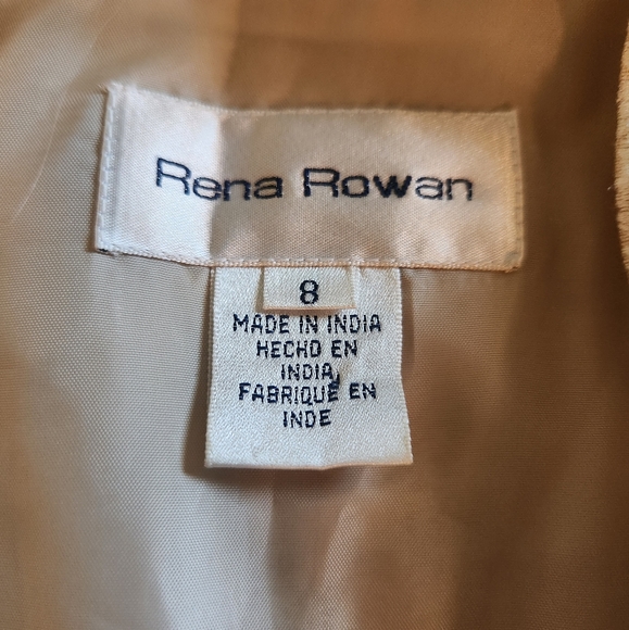 RENA ROWAN SILK BLEND LINED BUTTON DOWN SLEEVELESS VEST TAN GOLD SIZE 8 GUC - Picture 7 of 11